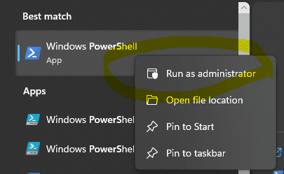 Run PowerShell as Admin
